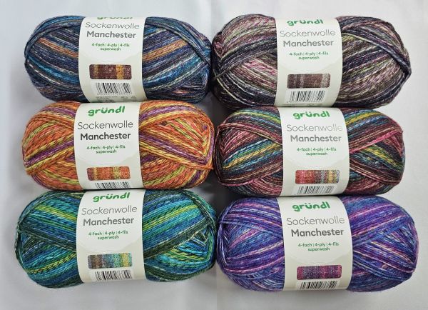 Gründl Sockenwolle Manchester 4-fach, 6x 100g Sockenwoll-Paket