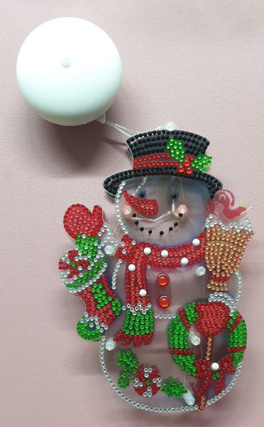 Weihnachtsdeko Diamond Painting Schneemann beleuchtet (fertig)