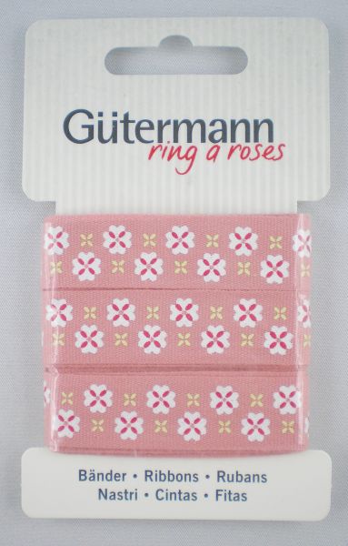 Bänder rosa mit Blümchen 650358 Col.660