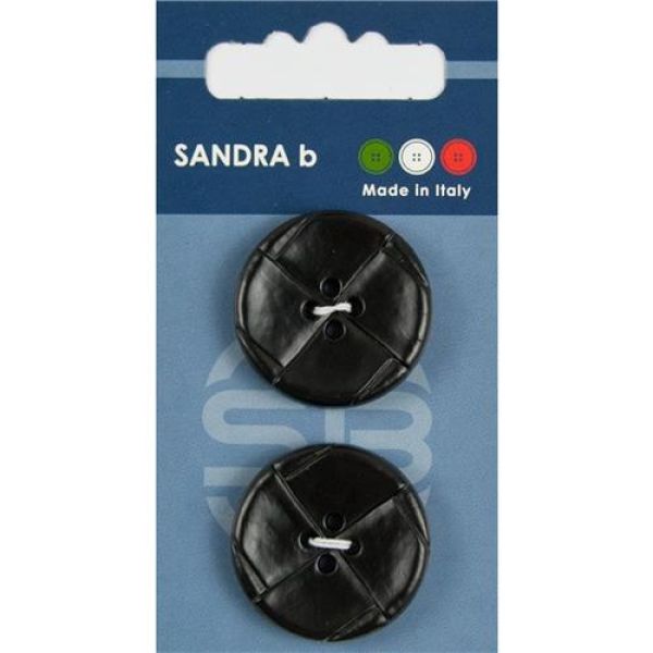 Sandra Gesteppte Lederknöpfe Card 172 Ø 28mm 2 St. pro Karte schwarz