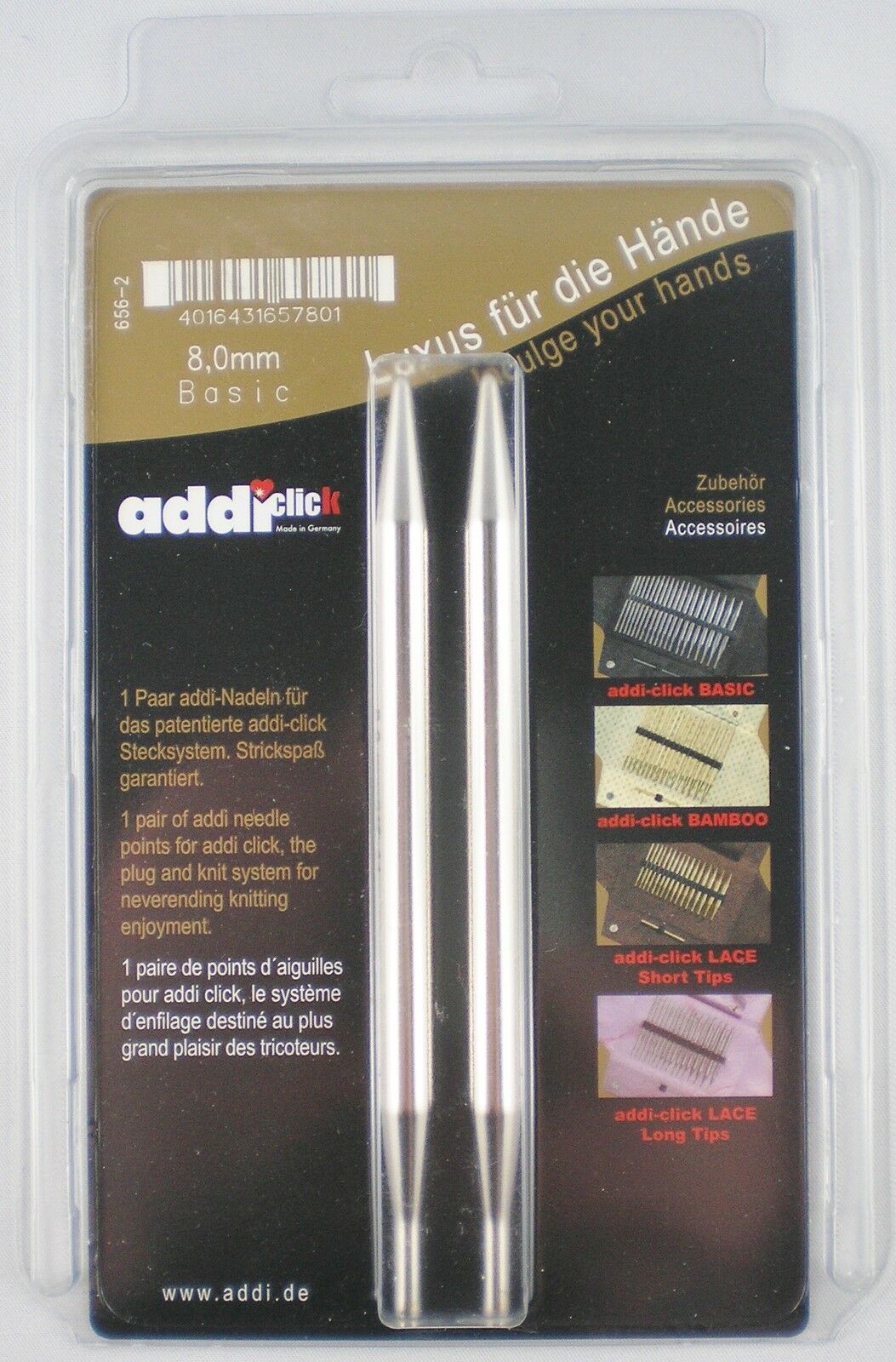 150cm x 10.0mm addi Addi Rundstricknadel Metall Silber 