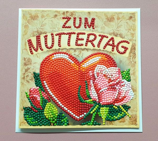 Diamond Painting Grußkarte "Zum Muttertag" (fertig)