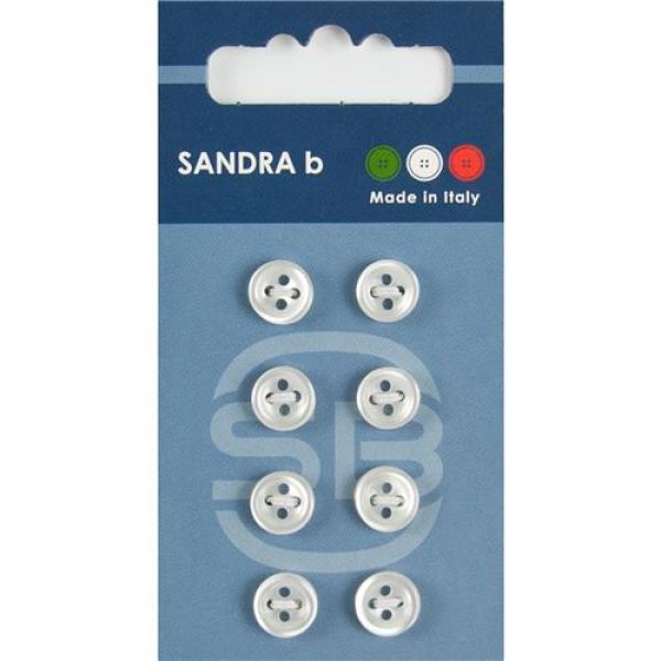 Sandra Blusenknöpfe Card 001 Ø 9mm 8 St. pro Karte weiß