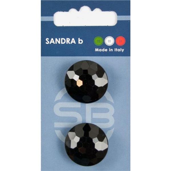 Sandra Glitzerknöpfe Steppstich Card 163 Ø 23mm 2 St. pro Karte schwarz