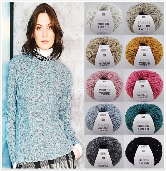 Rico Design Fashion Modern Tweed Light & Soft Aran, 50g Tweedgarn