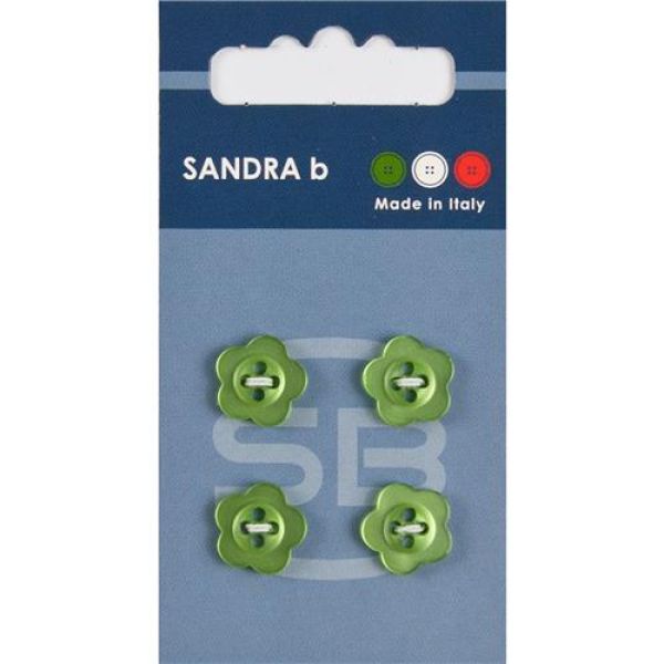 Sandra Modische Knöpfe Card 077 Ø 13mm 4 St. pro Karte maigrün, Blumen