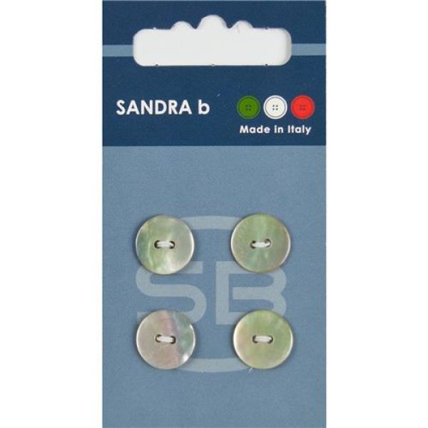 Sandra Perlmuttknöpfe Card 031 Ø 13mm 4 St. pro Karte weiß