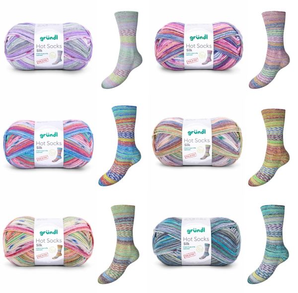 Gründl Hot Socks Silk, 100g Sockenwolle 4-fach