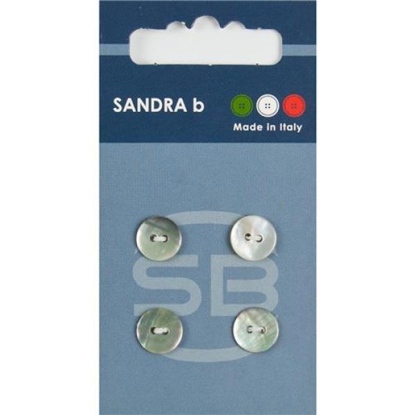 Sandra Perlmuttknöpfe Card 030 Ø 10mm 4 St. pro Karte weiß