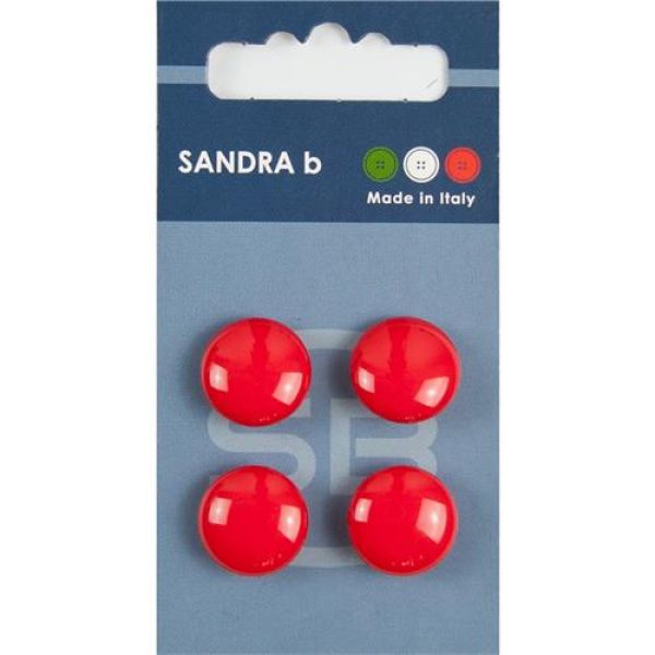 Sandra Einfarbige Knöpfe Steppstich Card 055 Ø 15mm 4 St. pro Karte rot