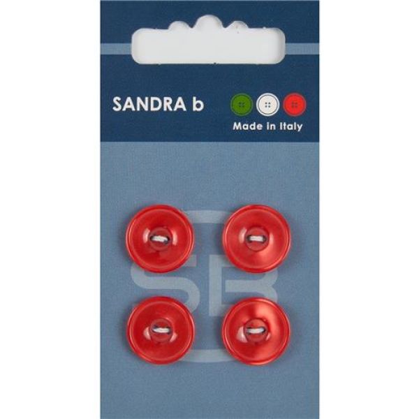 Sandra Einfarbige Knöpfe Card 049 Ø 15mm 4 St. pro Karte rot