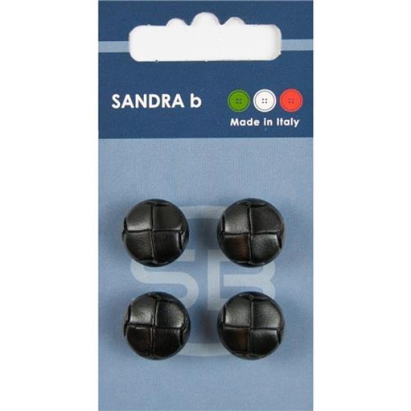 Sandra Gesteppte Lederknöpfe Card 153 Ø 15mm 4 St. pro Karte schwarz