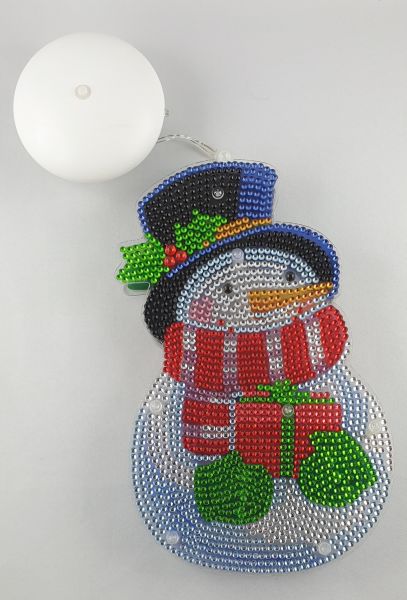 Weihnachtsdeko Diamond Painting Schneemann beleuchtet (fertig)