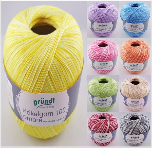 Gründl Häkelgarn 100 Ombré, 100g Filethäkelgarn