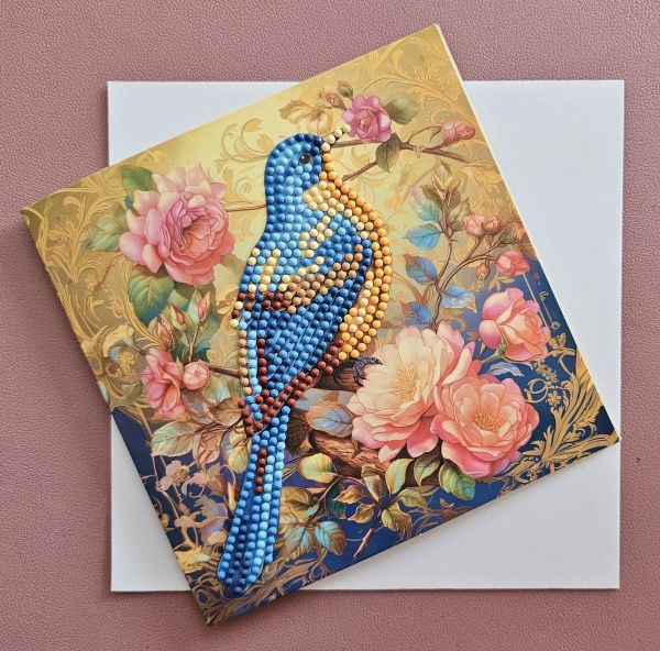 Diamond Painting Grußkarte (fertig), Vogel, handmade