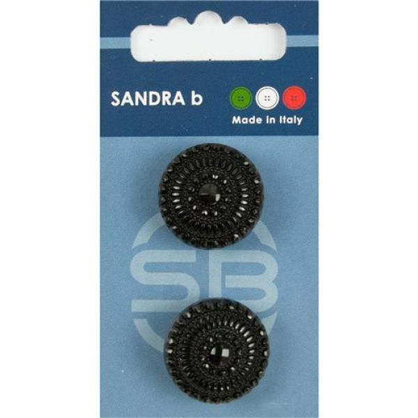 Sandra Metallknöpfe Steppstich Card 177 Ø 17mm 2 St. pro Karte schwarz