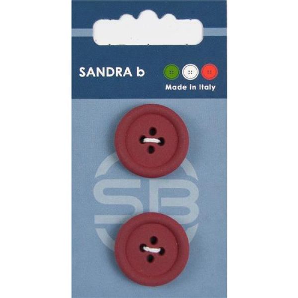 Sandra Einfarbige Knöpfe Card 063 Ø 23mm 2 St. pro Karte bordeaux