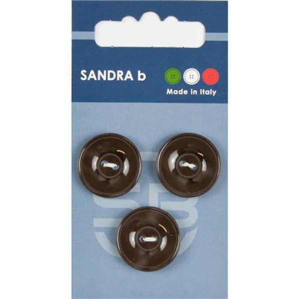 Sandra Einfarbige Knöpfe Card 091 Ø 20mm 3 St. pro Karte dunkel-braun