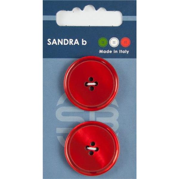 Sandra Einfarbige Knöpfe Card 060 Ø 28mm 2 St. pro Karte rot