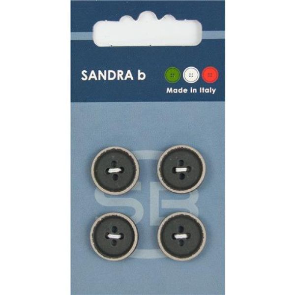 Sandra Modeknöpfe Card 189 Ø 15mm 4 St. pro Karte anthrazit-braun