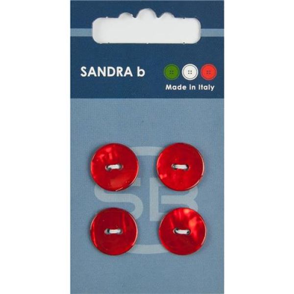 Sandra Perlmuttknöpfe Card 053 Ø 15mm 4 St. pro Karte rot