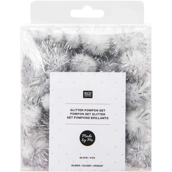 Rico Pompon Set Silber Glitter (No. 08758.00.22)