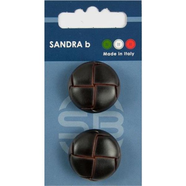 Sandra Gesteppte Lederknöpfe Card 096 Ø 25mm 2 St. pro Karte dunkel-braun