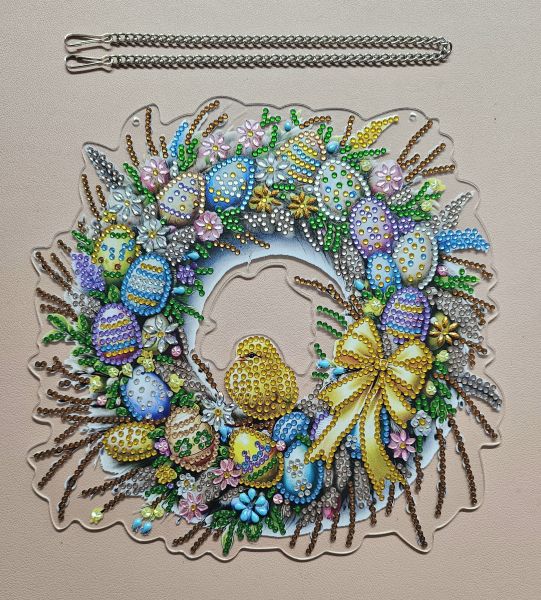 Deko Diamond Painting handmade Ornament zum Aufhängen, Ostern (fertig)
