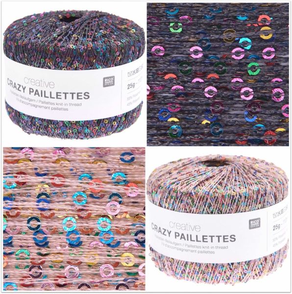 Rico Creative Crazy Paillettes, 25g Beilaufgarn mit Pailletten