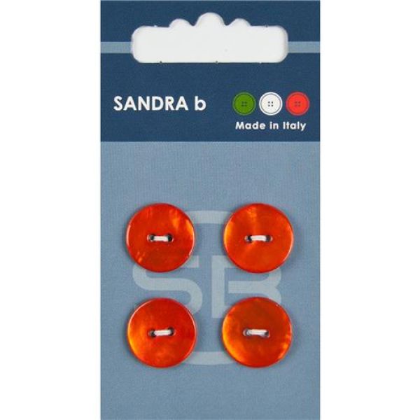 Sandra Perlmuttknöpfe Card 044 Ø 15mm 4St. pro Karte orange