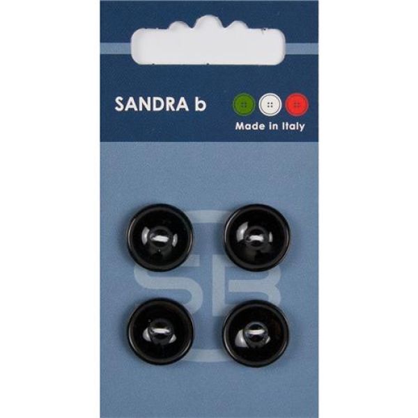 Sandra Einfarbige Knöpfe Card 165 Ø 15mm 4 St. pro Karte schwarz