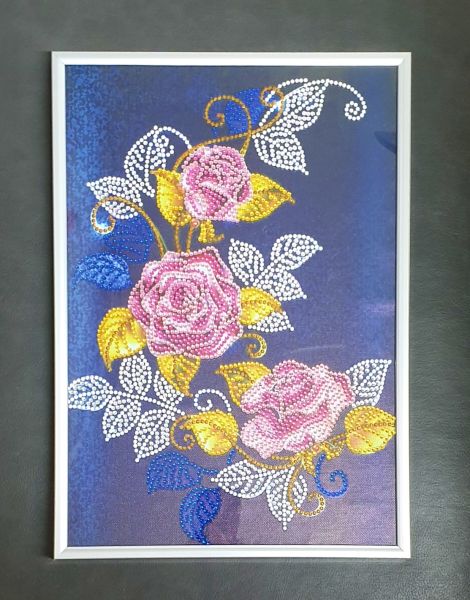 Deko Diamond Painting Bild mit Blumen (fertig)