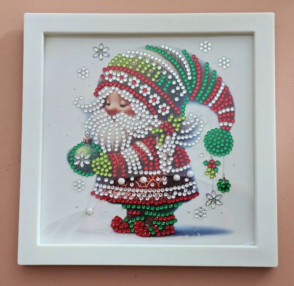 Deko Diamond Painting handmade Bild mit Rahmen, Nikolaus (fertig)