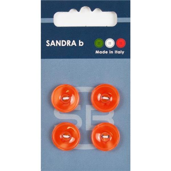 Sandra Einfarbige Knöpfe Card 042 Ø 15mm 4 St. pro Karte orange