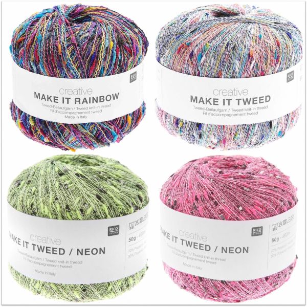 Rico Creative Rainbow oder Tweed in multicolor & neon, 50g Beilaufgarn