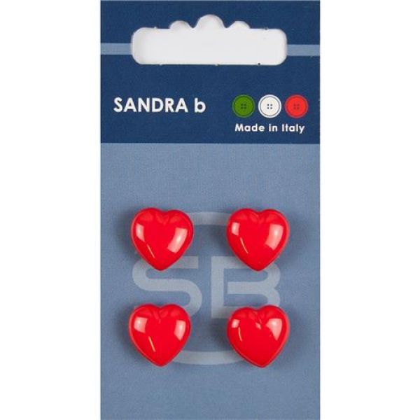 Sandra Kinderknöpfe Steppstich Card 139 Ø 14mm 4 St. pro Karte rote Herzen