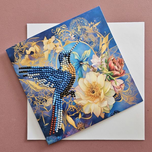 Diamond Painting Grußkarte (fertig), Vogel, handmade