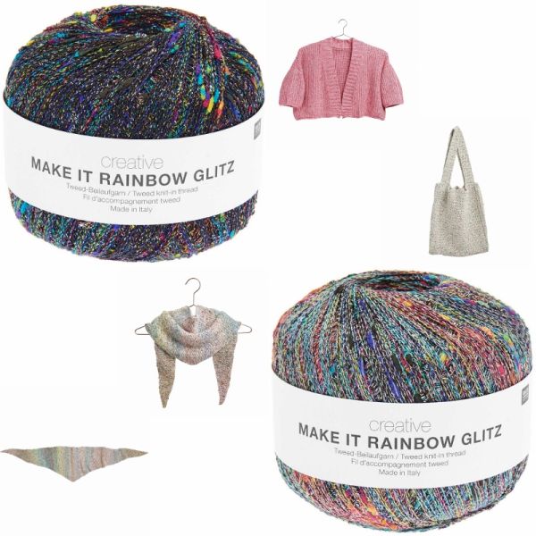 Rico Design Creative Make It Rainbow Glitz, 50g Beilaufgarn