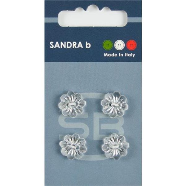 Sandra Modische Knöpfe Card 024 Ø 13mm 4 St. pro Karte Blumen transparent