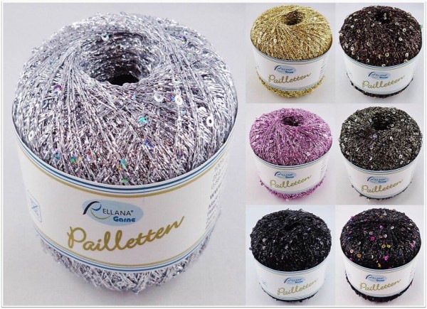 Rellana Pailletten, 25g Pailletten-Beilaufgarn zum Mitstricken Häkeln