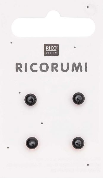 Ricorumi 4 Knopfaugen Braun-schwarz 5,0 mm