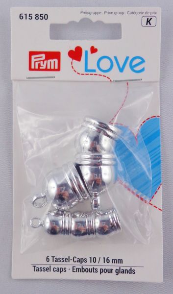 Prym Love 6 Tassel-Caps Silber Art. 615 850