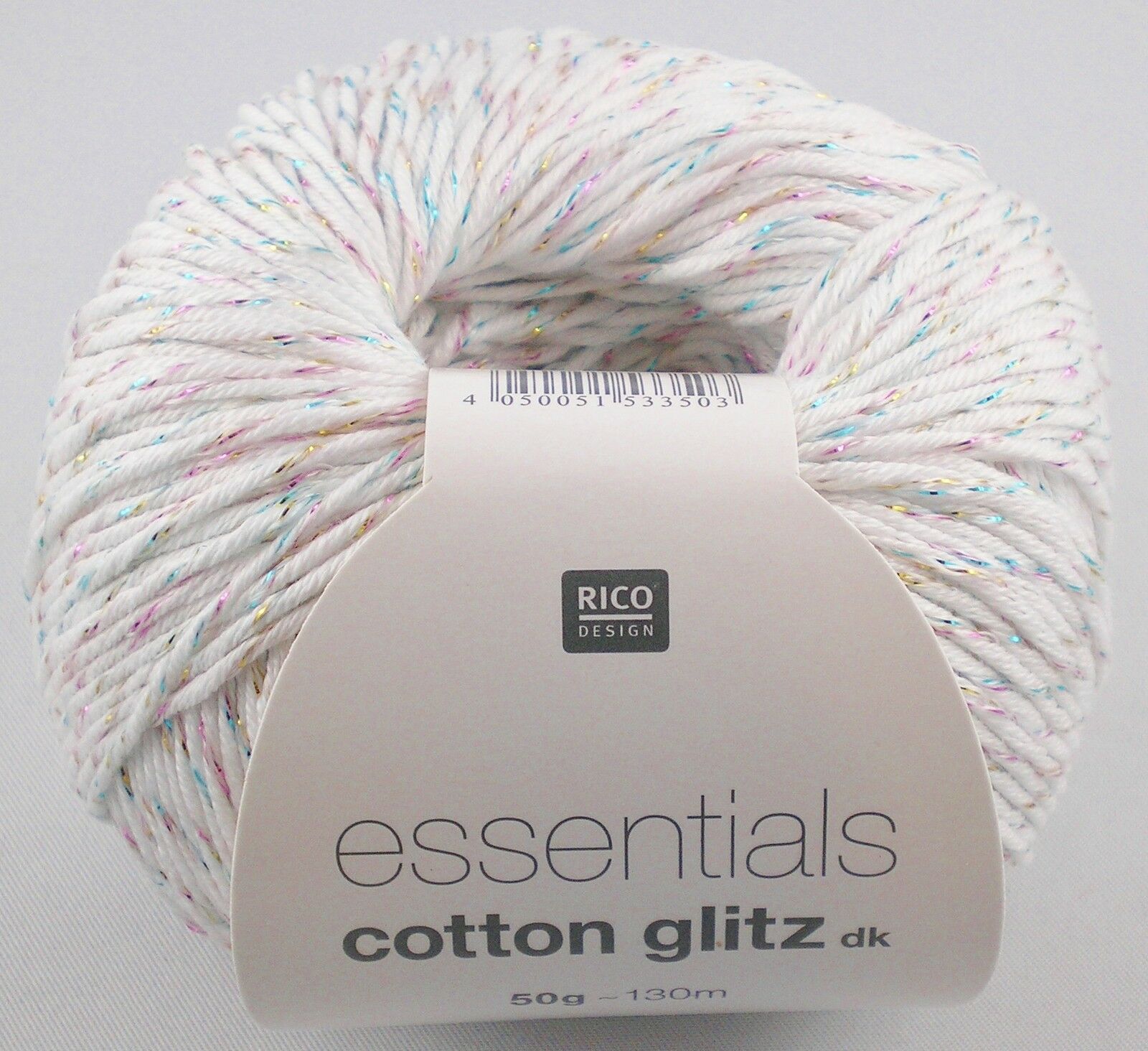 NEUE FARBE 2018 !! 50g Rico Design Essentials Cotton Glitz dk mit eingearbeitetem Glitzerfaden Farbe 12 mint