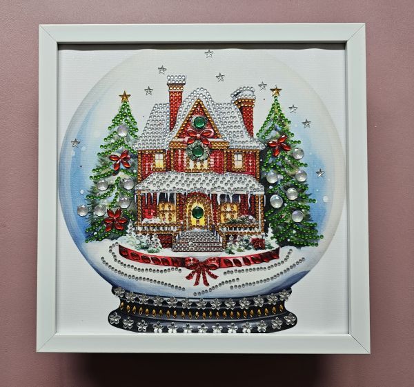 Weihnachtsdeko | Diamond Nähen Painting & Weihnachten Weihnachtshaus | Häkeln Bild (fertig) mit | Jasmine Basteln, handmade Strickmaus