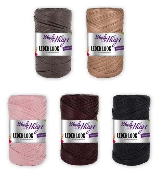 Woolly Hug´s Leder Look Garn, 200g Bändchengarn im Leder-Look
