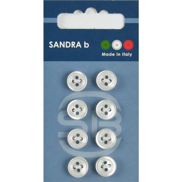 Sandra Blusenknöpfe Card 002 Ø 10mm 8 St. pro Karte weiß