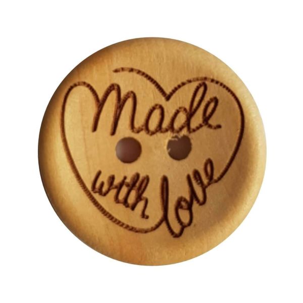 Durable Holzknöpf "Made with love" Ø 20mm, 4 St.-Packung