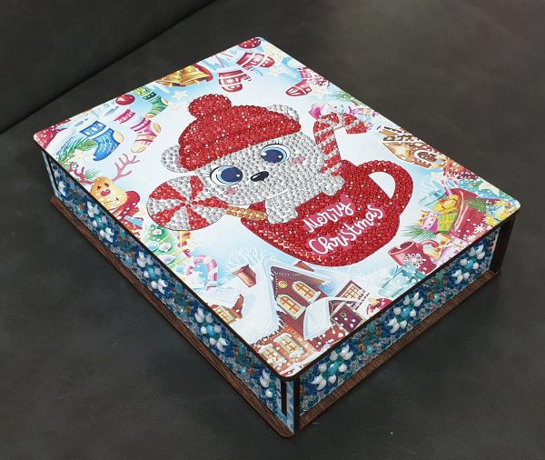Diamond Painting Weihnachts-Geschenk-Box (fertig) aus Holz, handmade