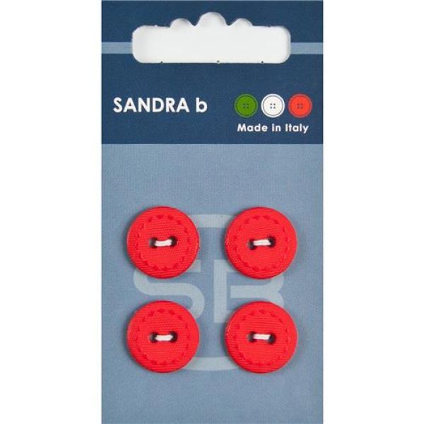 Sandra Einfarbige Knöpfe Card 057 Ø 15mm 4 St. pro Karte rot