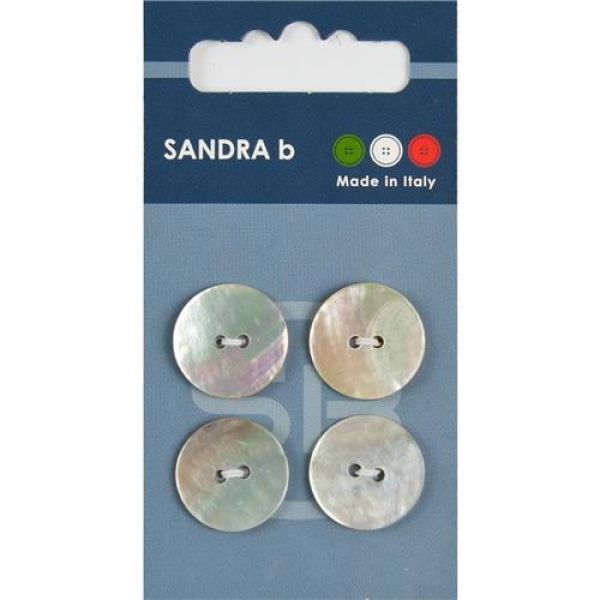 Sandra Perlmuttknöpfe Card 033 Ø 18mm 4 St. pro Karte weiß